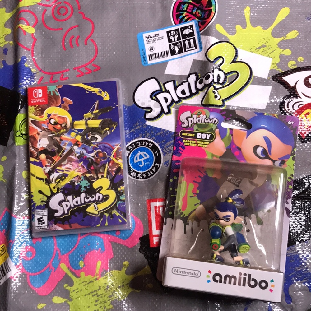 Nintendo Splatoon 3 Switch Video Game and Inkling Boy Amiibo Sealed Set 🦑🐙